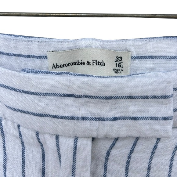 Abercrombie & Fitch Linen White Sloan Pant Blue Pin Stripe - Size 33/16 Short - Picture 6 of 10